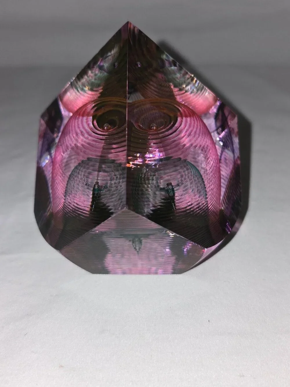 Kit Karbler & Michael David Signed Faceted Paperweight Art Glass Optic Geometric - Picture 2 of 16